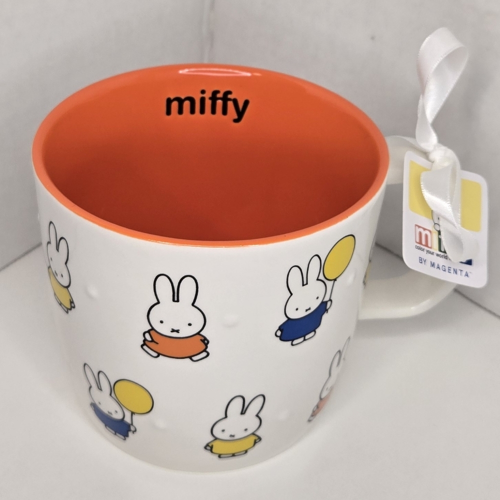 Miffy Mug By Magenta Orange Interior White With Balloons Yellow Orange Blue NEW